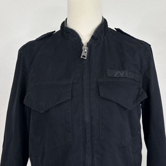 Zadig & Voltaire Kavy Military Jacket Broken Heart Sz M Edgy Rock Chic Punk - Picture 15 of 16